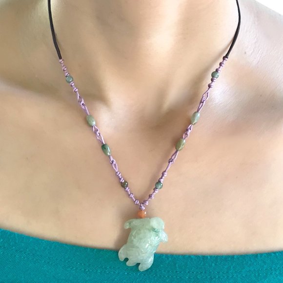 Spiritual Turtle Handmade Jade Necklace Pendant - Picture 4 of 4